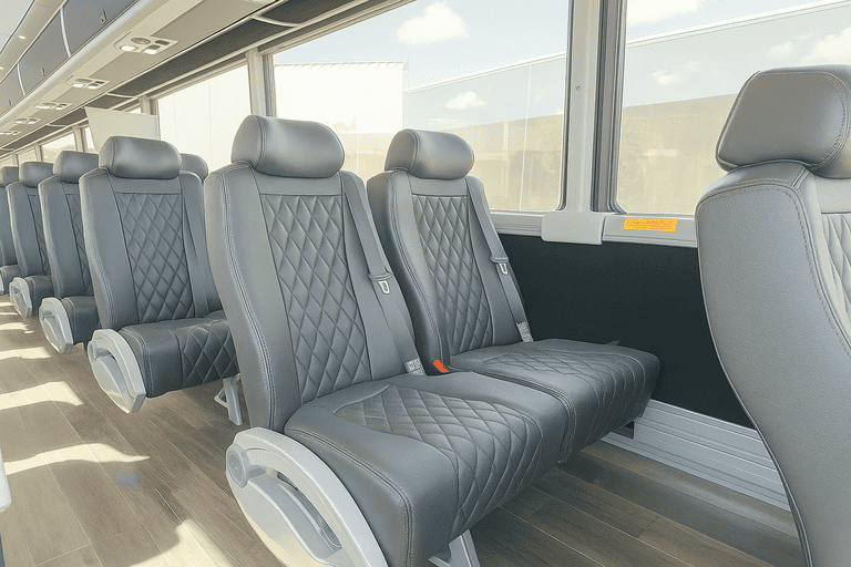 interior of Charleston Minibus Company charter bus