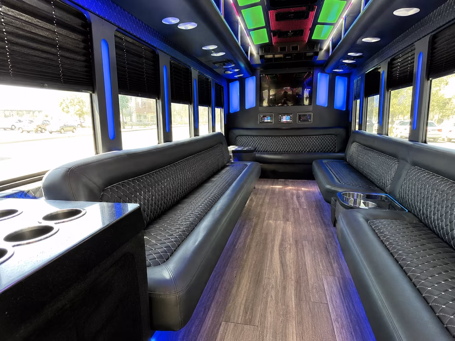 charleston 15 passenger party bus inside