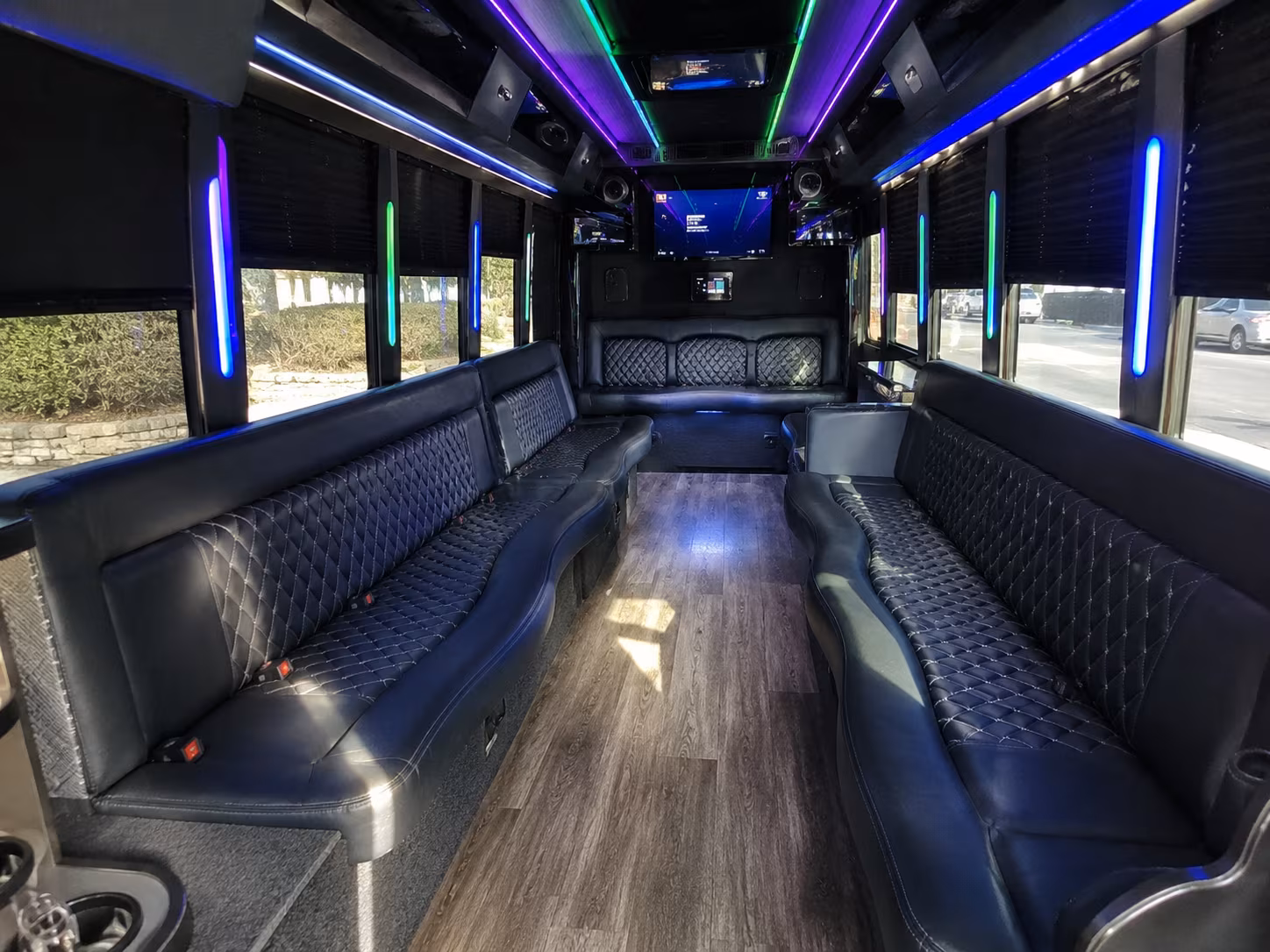 charleston 15 passenger party bus interior