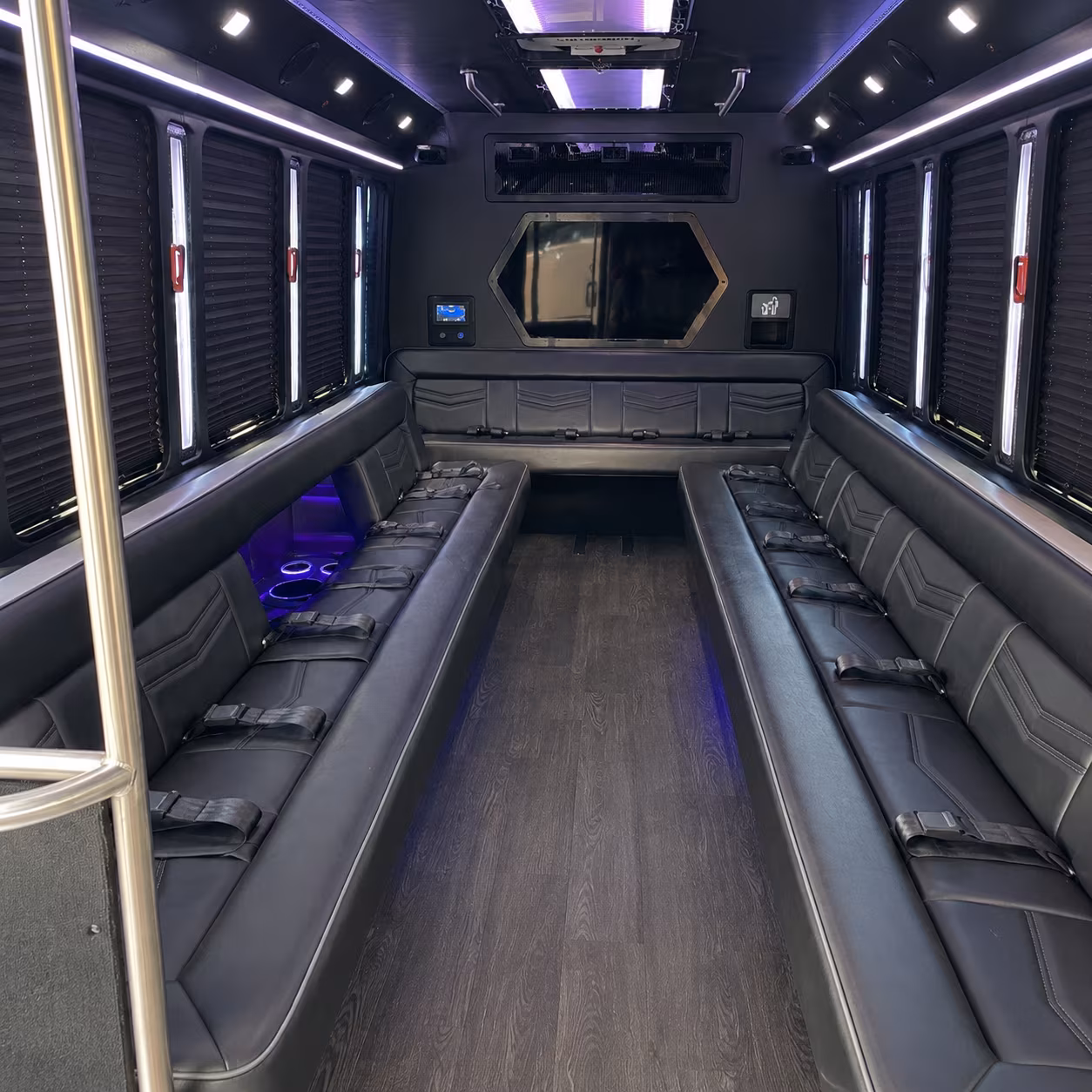 charleston 18 passenger party bus interior