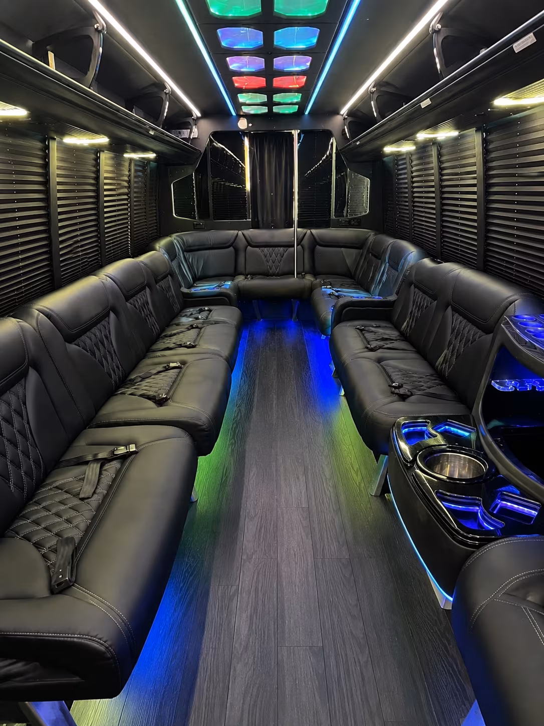charleston 20 passenger party bus interior