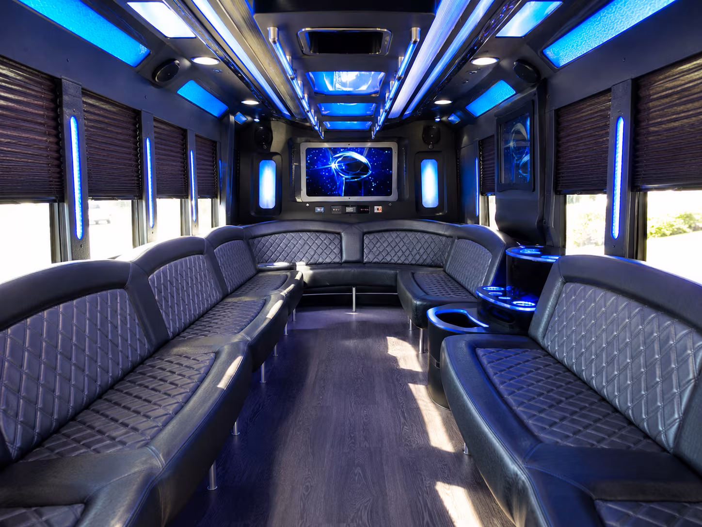 charleston 28 passenger party bus inside