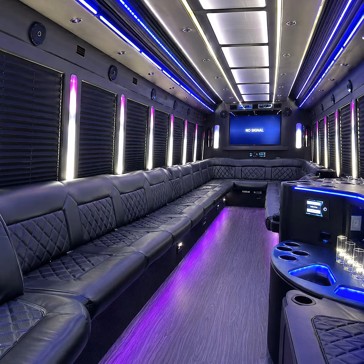 charleston 30 passenger party bus inside