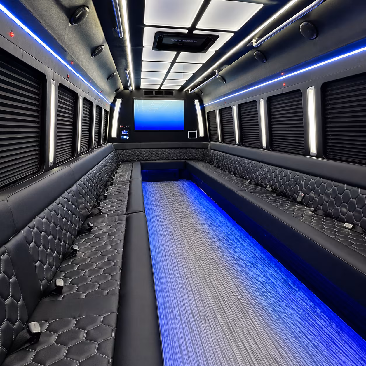 charleston 50 passenger party bus inside